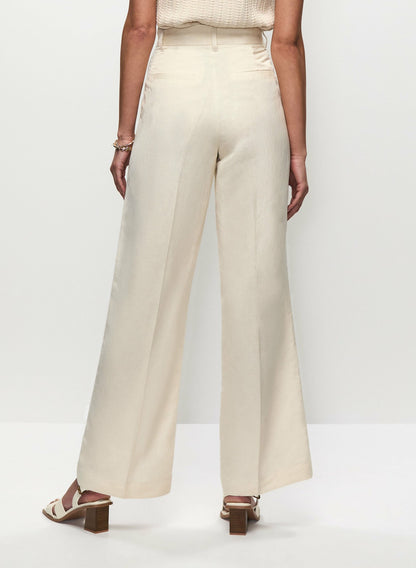 Women Linen-Blend Wide Leg Pants Stone | Melanie Lyne