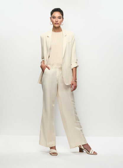 Women Rolled Sleeve Linen-Blend Blazer Stone | Melanie Lyne