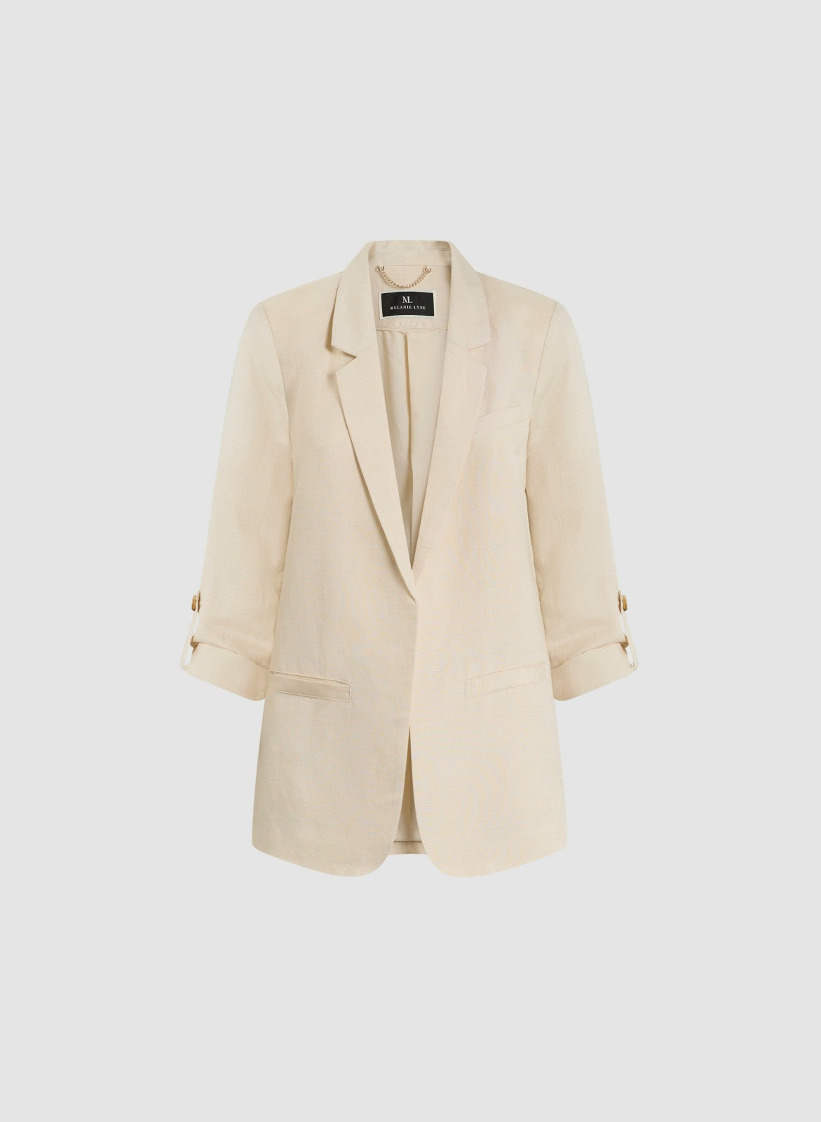 Women Rolled Sleeve Linen-Blend Blazer Stone | Melanie Lyne