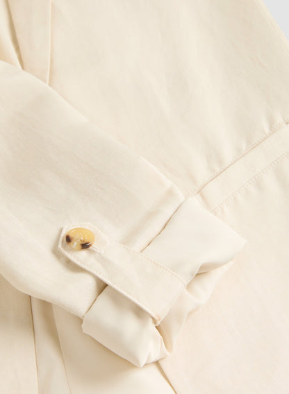 Women Rolled Sleeve Linen-Blend Blazer Stone | Melanie Lyne