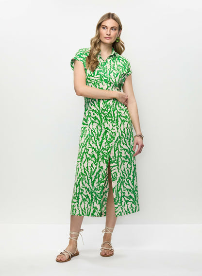 Women Abstract Print Shirt Dress Green Pattern | Melanie Lyne