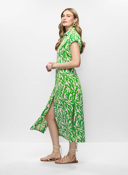 Women Abstract Print Shirt Dress Green Pattern | Melanie Lyne
