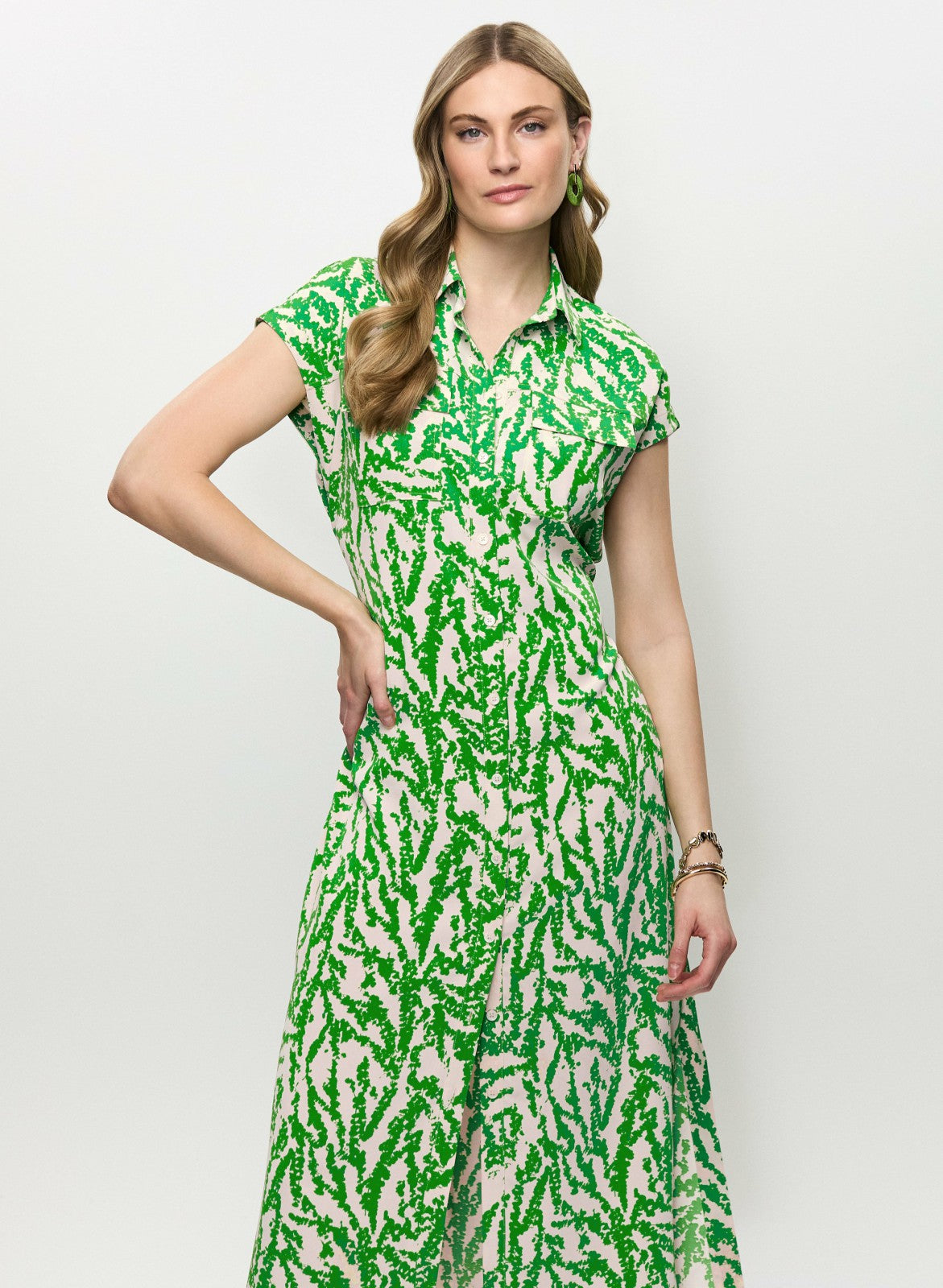 Women Abstract Print Shirt Dress Green Pattern | Melanie Lyne