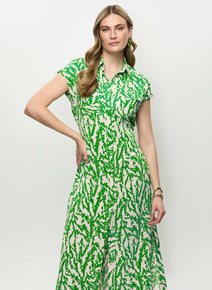Women Abstract Print Shirt Dress Green Pattern | Melanie Lyne