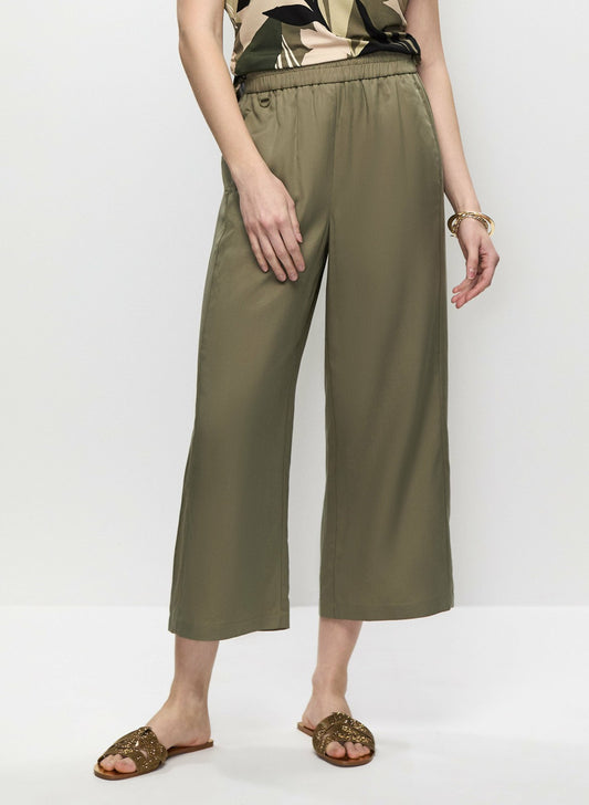Women Tencel Pull-On Culotte Pants Olive Green | Melanie Lyne