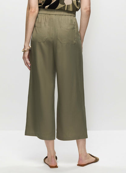 Women Tencel Pull-On Culotte Pants Olive Green | Melanie Lyne