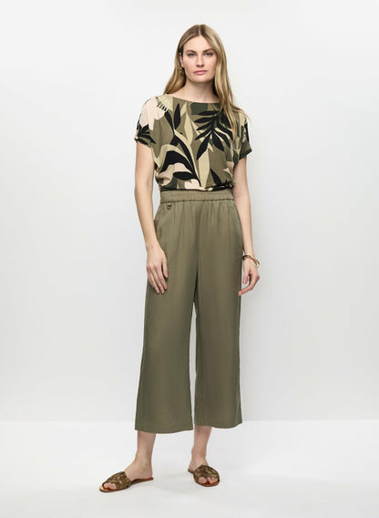 Women Tencel Pull-On Culotte Pants Olive Green | Melanie Lyne