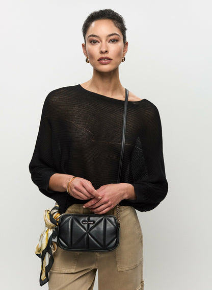 Women Lightweight Dolman Sleeve Sweater Black | Melanie Lyne