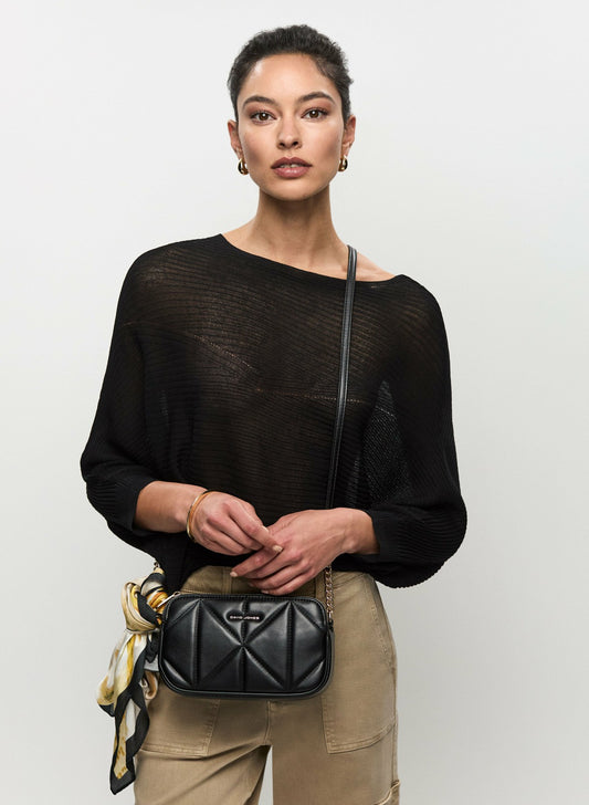 Women Lightweight Dolman Sleeve Sweater Black | Melanie Lyne