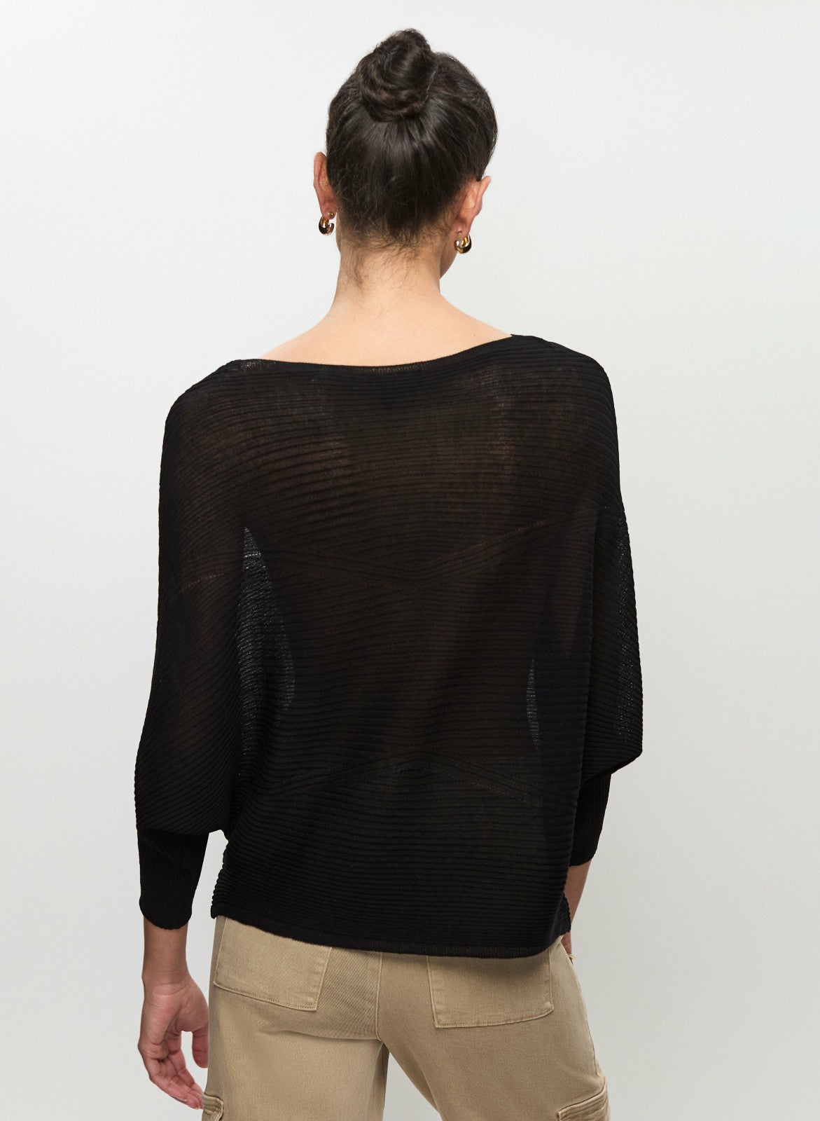 Women Lightweight Dolman Sleeve Sweater Black | Melanie Lyne