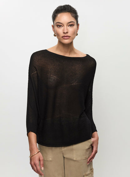 Women Lightweight Dolman Sleeve Sweater Black | Melanie Lyne