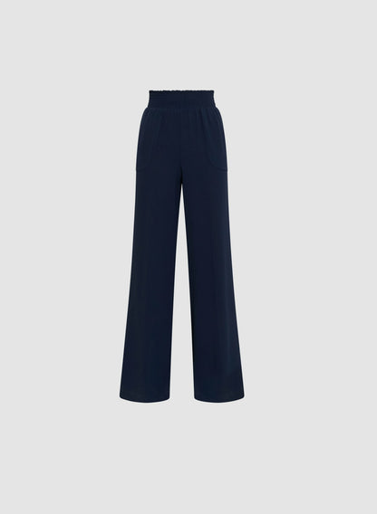 Women Shirred Waist Wide-Leg Pants Marine | Melanie Lyne