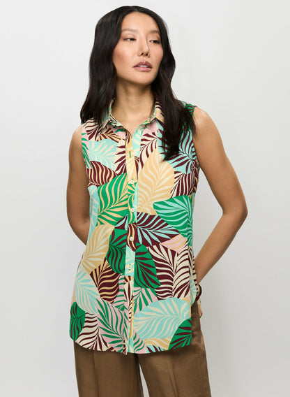 Women Sleeveless Palm Print Blouse Multicolour | Melanie Lyne