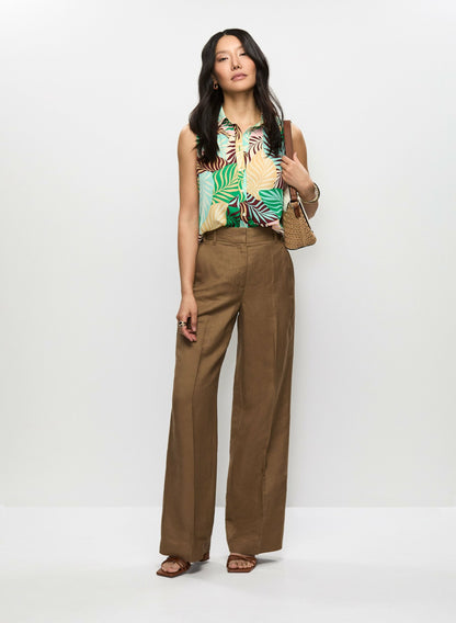 Women Sleeveless Palm Print Blouse Multicolour | Melanie Lyne
