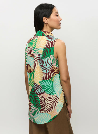 Women Sleeveless Palm Print Blouse Multicolour | Melanie Lyne