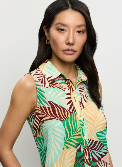Women Sleeveless Palm Print Blouse Multicolour | Melanie Lyne