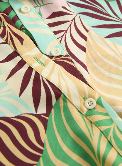 Women Sleeveless Palm Print Blouse Multicolour | Melanie Lyne