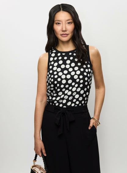 Women Sleeveless Polka Dot Blouse Black & White | Melanie Lyne