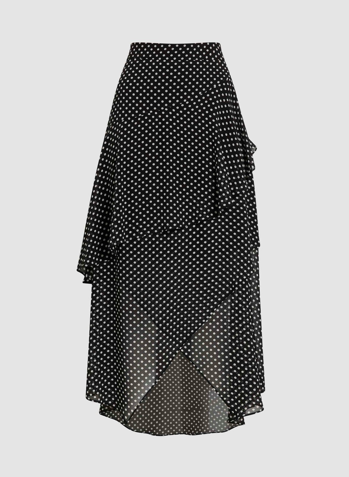 Women Asymmetric Polka Dot Maxi Skirt Black Pattern | Melanie Lyne