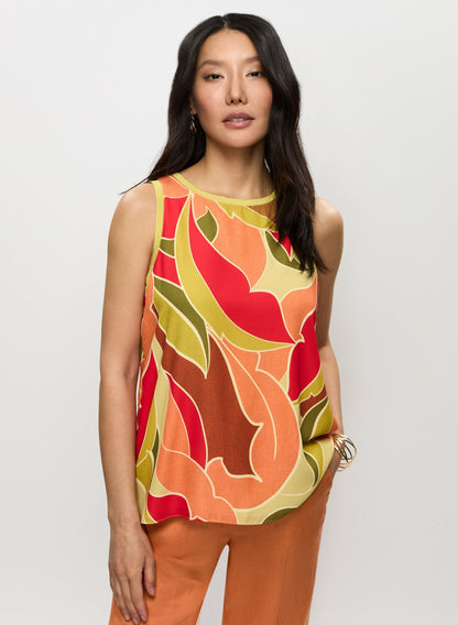 Women Sleeveless Abstract Leaf Print Blouse Multicolour | Melanie Lyne