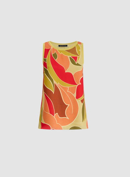 Women Sleeveless Abstract Leaf Print Blouse Multicolour | Melanie Lyne