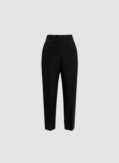 Women Linen-Blend Capri Pants Black | Melanie Lyne