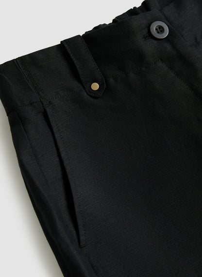 Women Linen-Blend Capri Pants Black | Melanie Lyne