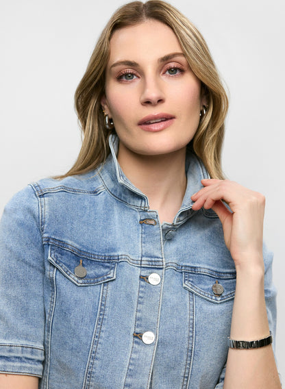 Women Essential Cropped Jean Jacket Clear Blue | Melanie Lyne