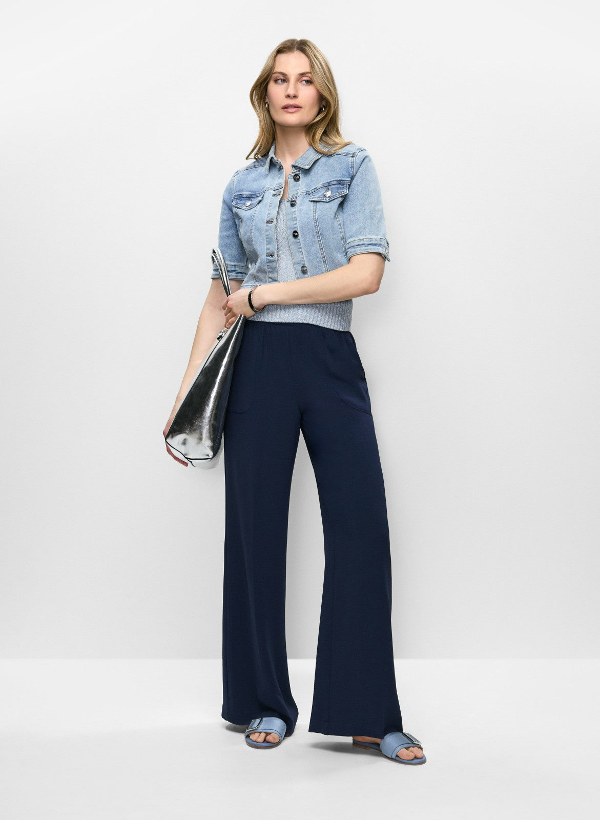Women Essential Cropped Jean Jacket Clear Blue | Melanie Lyne