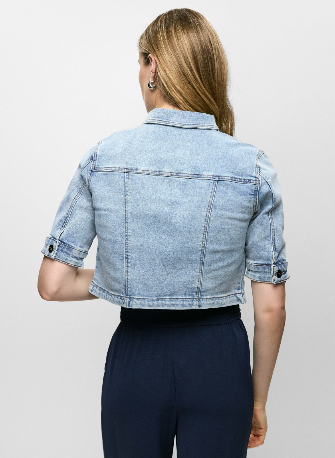 Women Essential Cropped Jean Jacket Clear Blue | Melanie Lyne