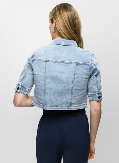 Women Essential Cropped Jean Jacket Clear Blue | Melanie Lyne
