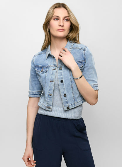 Women Essential Cropped Jean Jacket Clear Blue | Melanie Lyne