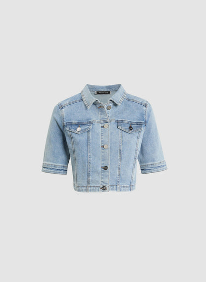Women Essential Cropped Jean Jacket Clear Blue | Melanie Lyne
