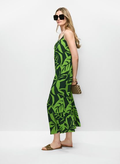 Women Tiered Palm Print Maxi Dress Green Pattern | Melanie Lyne