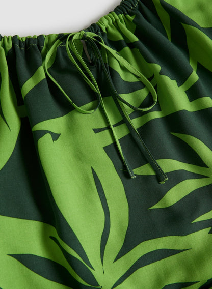 Women Tiered Palm Print Maxi Dress Green Pattern | Melanie Lyne