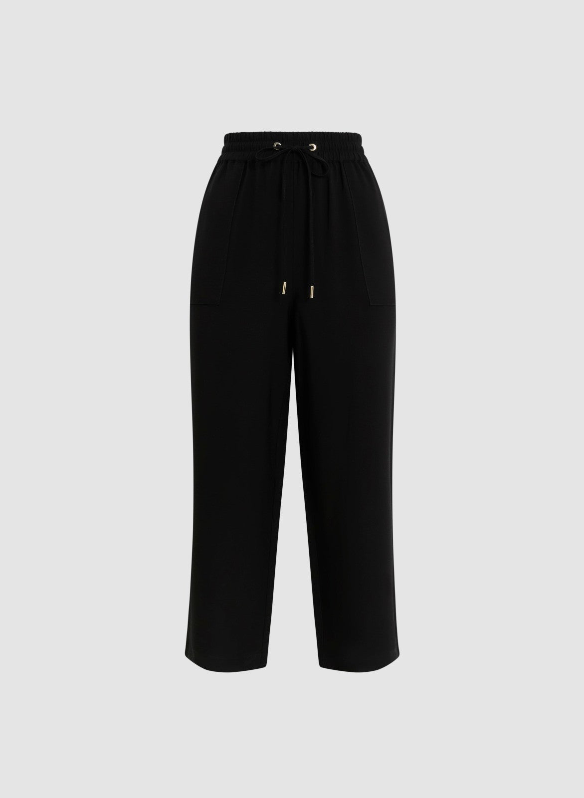 Women Essential Pull-On Drawstring Capris Black | Melanie Lyne