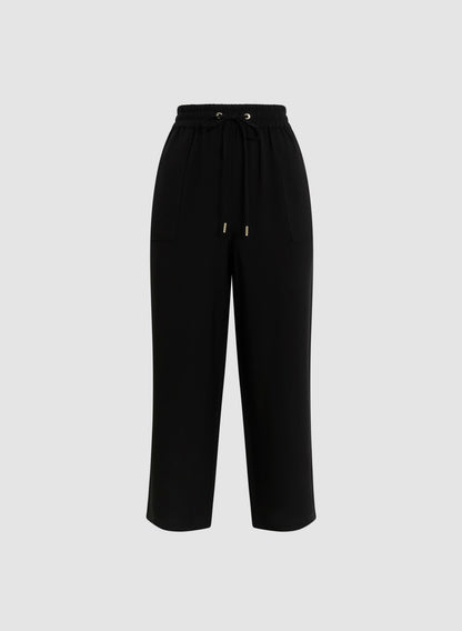 Women Essential Pull-On Drawstring Capris Black | Melanie Lyne