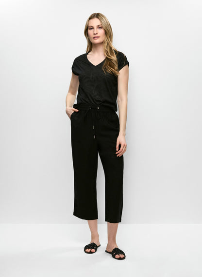 Women Embellished V-Neck Burnout Tee Black | Melanie Lyne