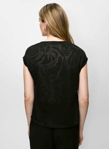 Women Embellished V-Neck Burnout Tee Black | Melanie Lyne