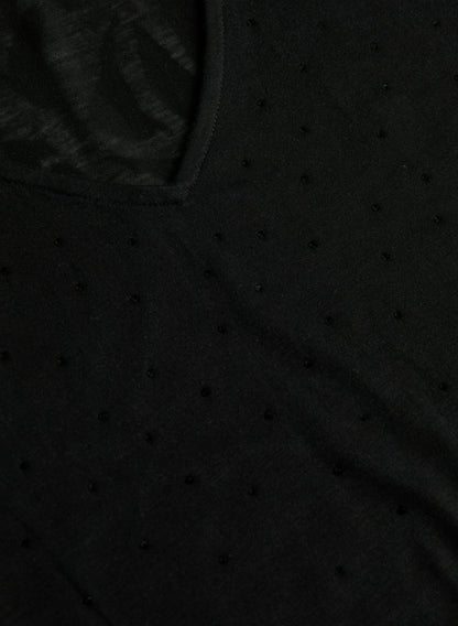 Women Embellished V-Neck Burnout Tee Black | Melanie Lyne