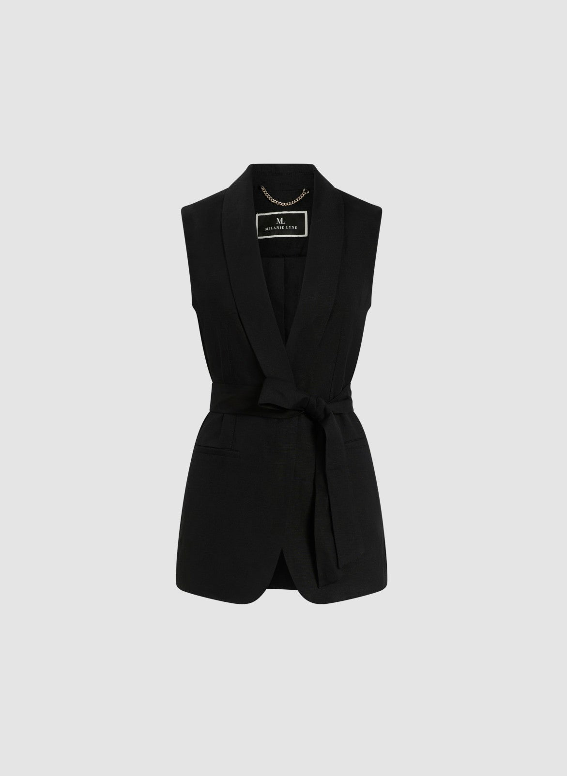 Women Long Linen-Blend Vest Black | Melanie Lyne