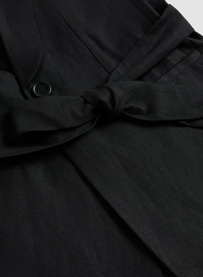 Women Long Linen-Blend Vest Black | Melanie Lyne