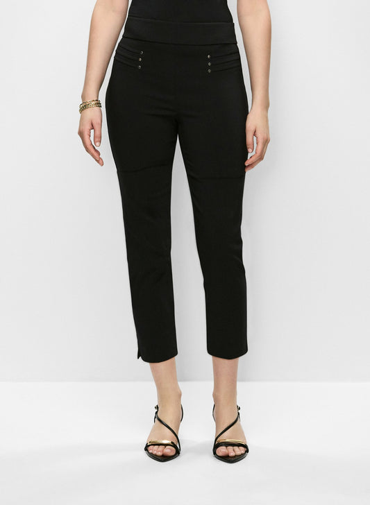 Women Pull-On Slit Hem Capris Black | Melanie Lyne