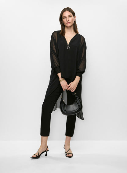Women Pull-On Slit Hem Capris Black | Melanie Lyne
