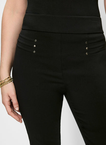 Women Pull-On Slit Hem Capris Black | Melanie Lyne