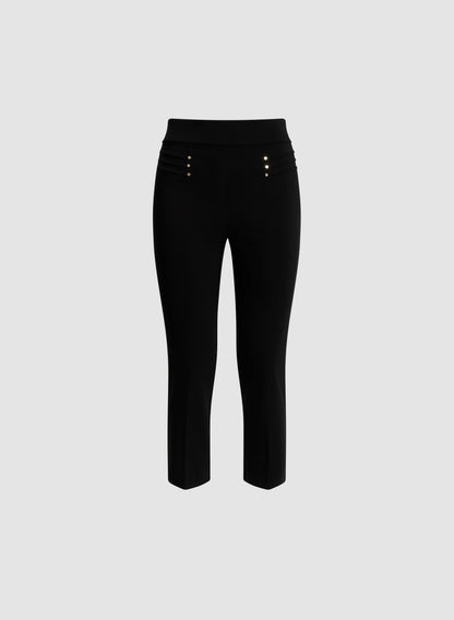 Women Pull-On Slit Hem Capris Black | Melanie Lyne