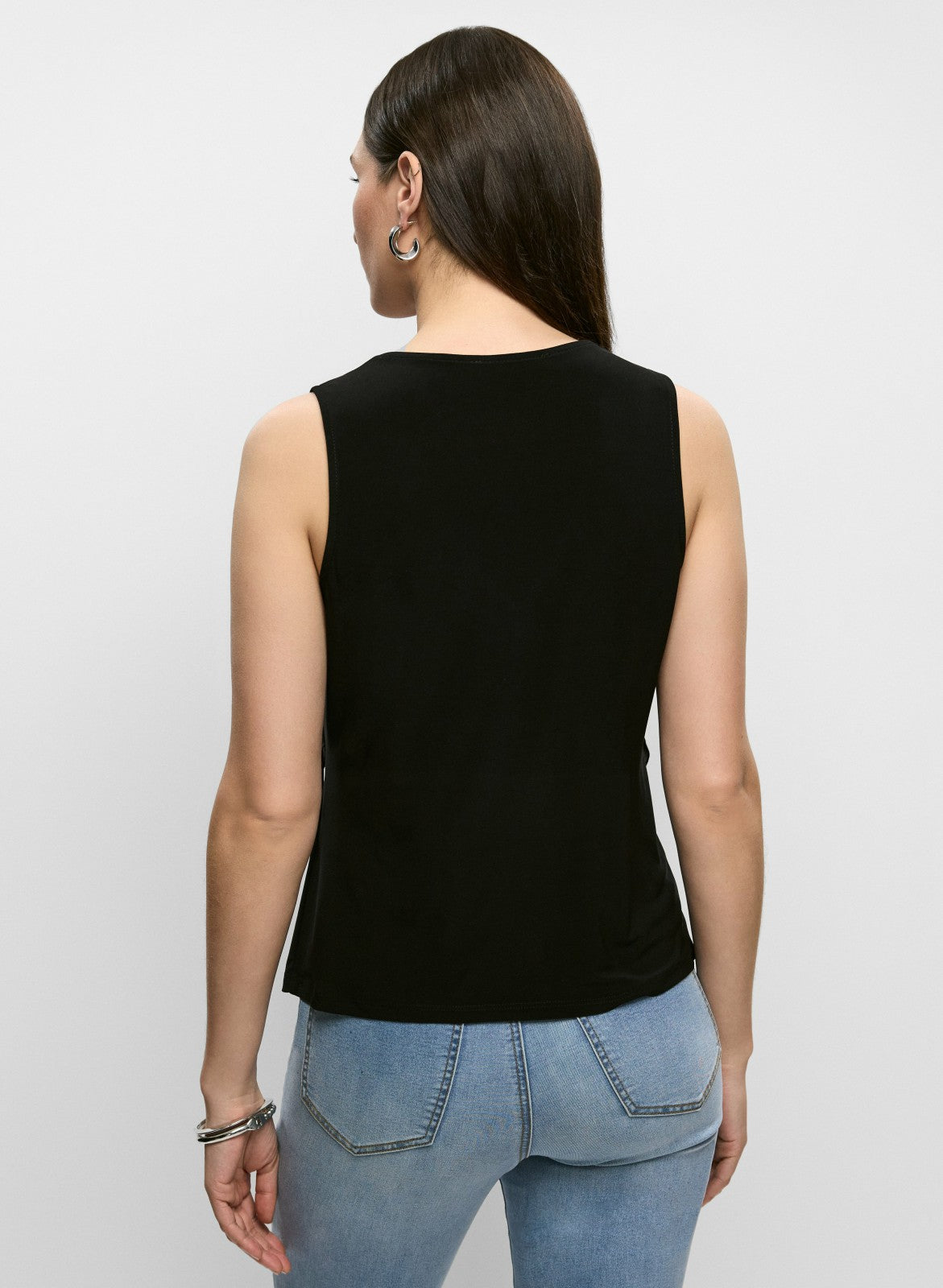 Women Sleeveless Cascading Ruffle Top Black | Melanie Lyne