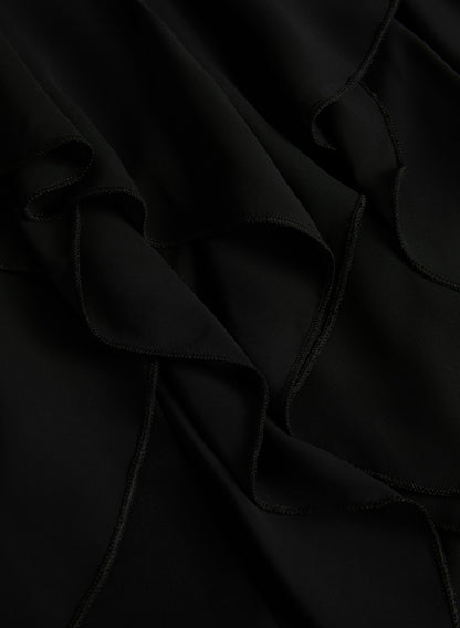 Women Sleeveless Cascading Ruffle Top Black | Melanie Lyne