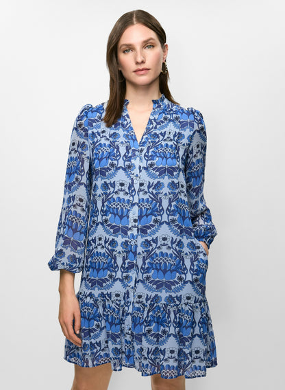 Women Floral Drop Waist Dress Blue Pattern | Melanie Lyne