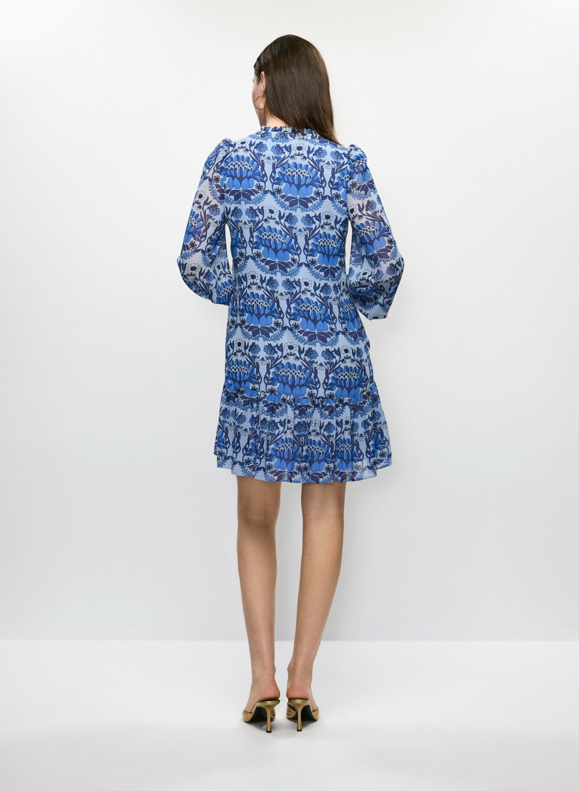 Women Floral Drop Waist Dress Blue Pattern | Melanie Lyne